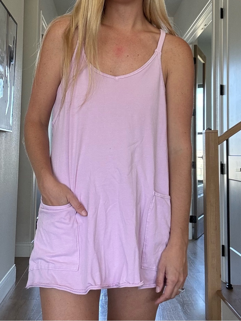Free People Pale Pink Sleeveless Pocket Chemise